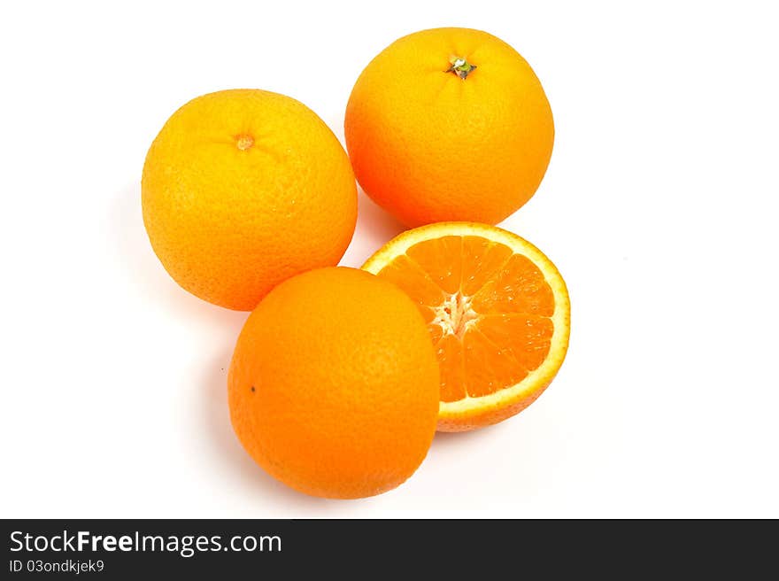 Orange fruit on white background