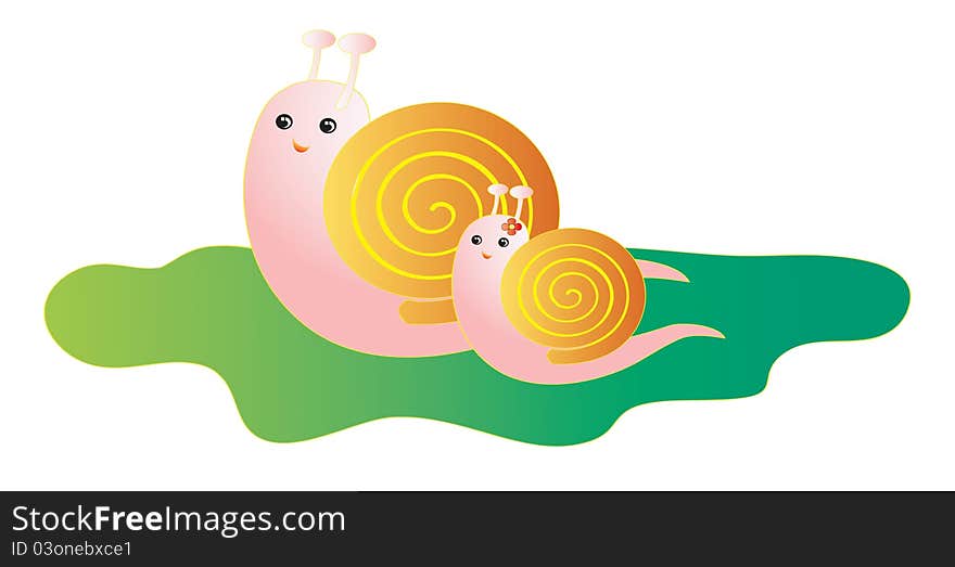 Illustration of snail mother & baby. additional format available. Illustration of snail mother & baby. additional format available.