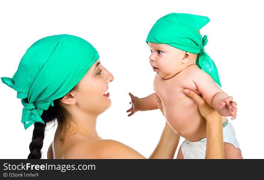 Pretty young women with her son