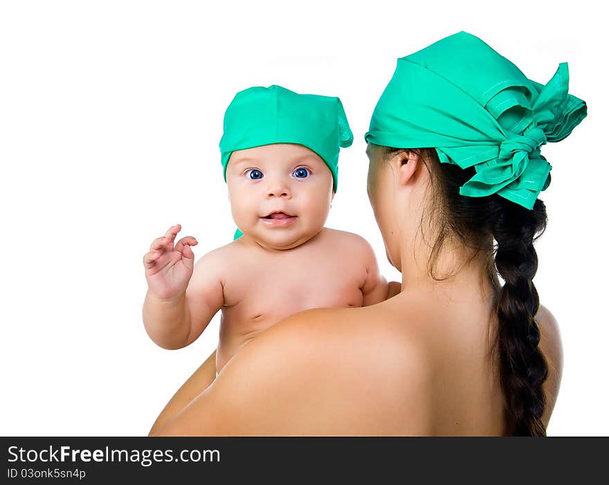 Pretty young women with her son