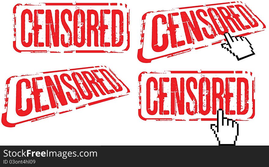 Pack of rubber stamps - censored