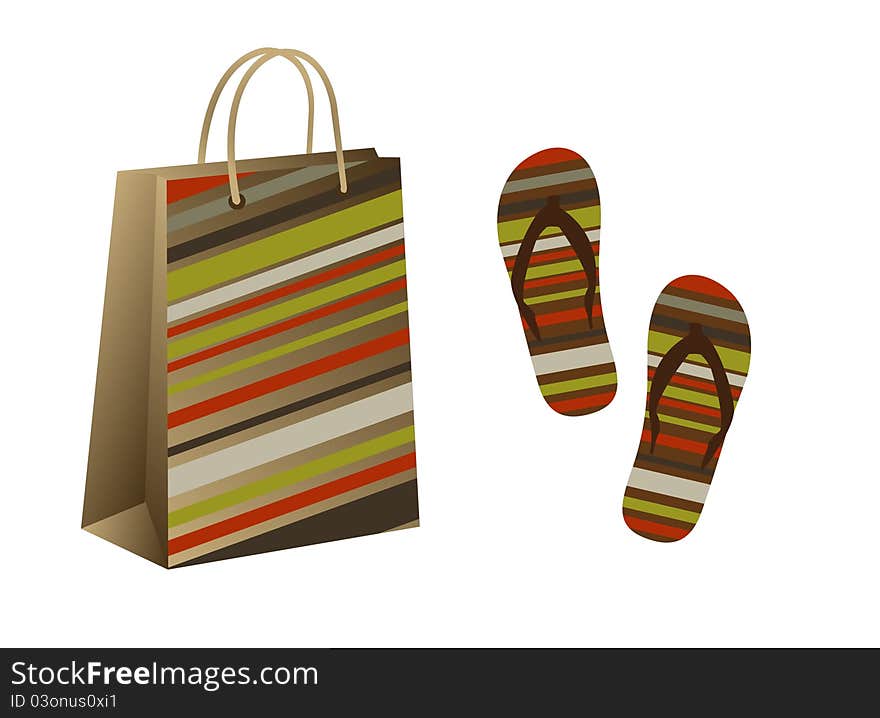 Shopping Bag And Flip Flops