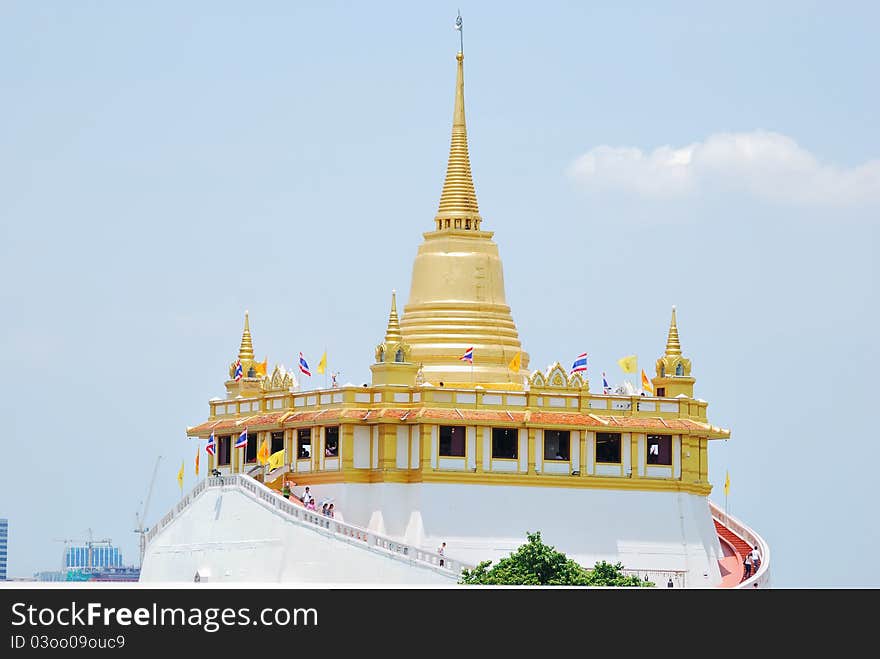 The gold pagoda at temple in thailand