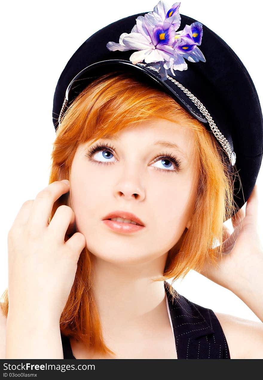 Foto-beautiful girl in a cap