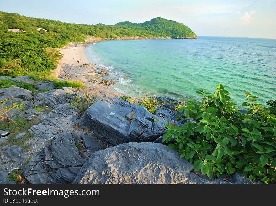 The beach with rock foreground