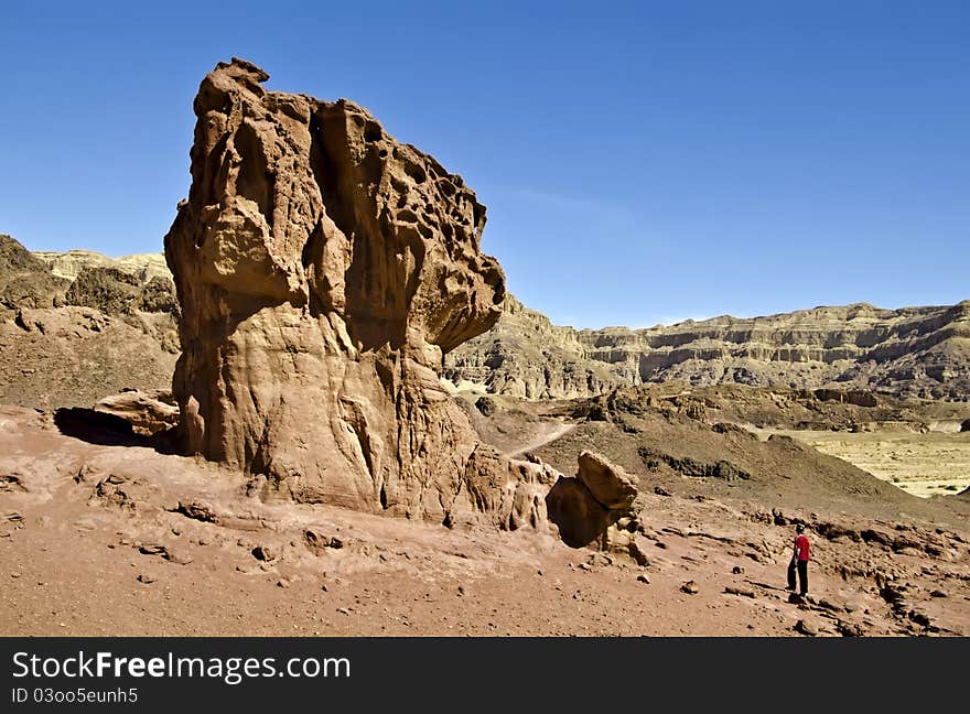 View on canyon and geological formations in Timna national nature park, Israel. View on canyon and geological formations in Timna national nature park, Israel