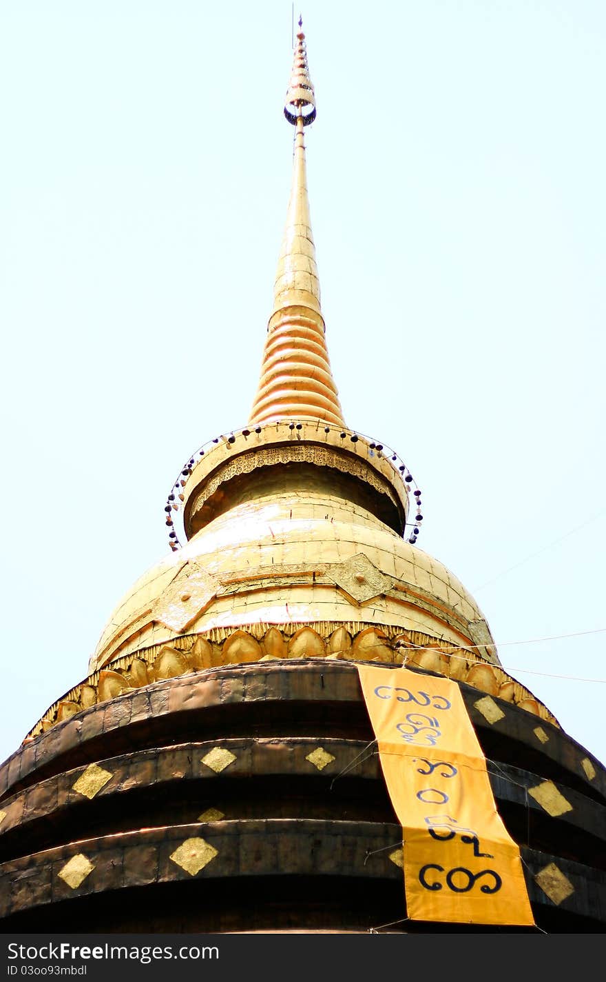 Golden Pagoda in a temple thailand