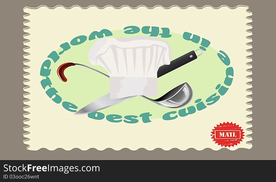 Stamp with the image of kitchen utensils. Stamp with the image of kitchen utensils