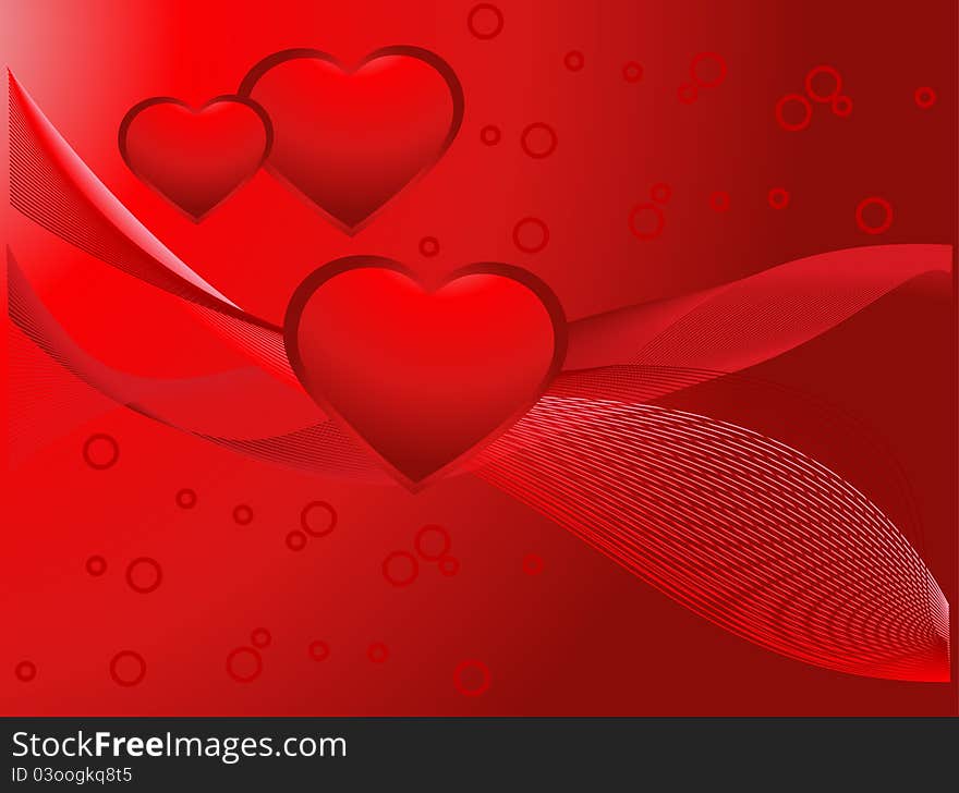 Valentine hearts on red background. Valentine hearts on red background