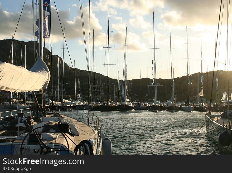 Maxi race yachts in Porto Cervo during the maxi race week 2010. Maxi race yachts in Porto Cervo during the maxi race week 2010.