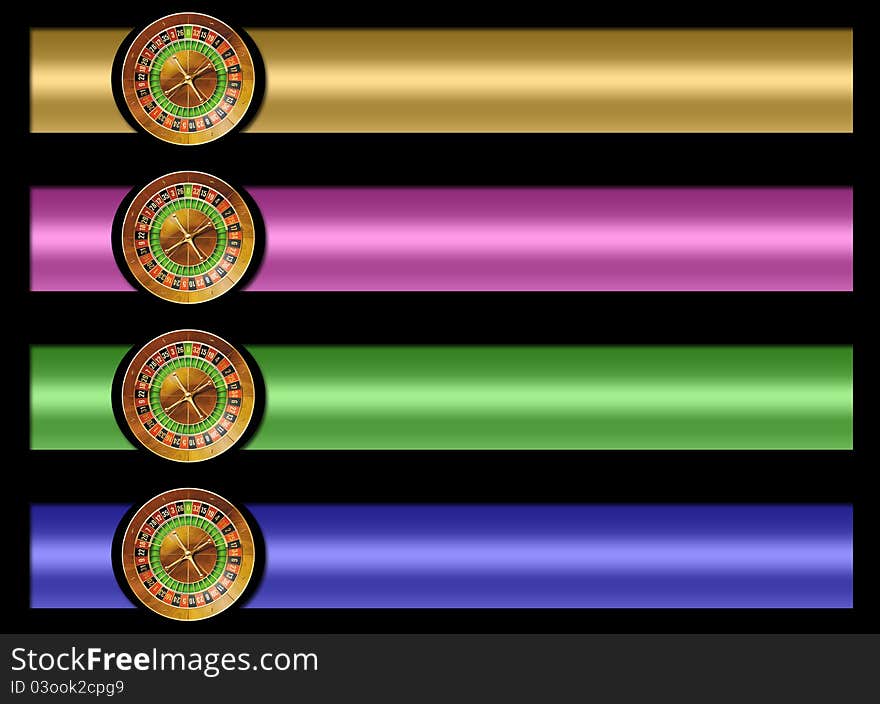 Set of four banners of casino roulette . black background for easy cutting. measures are proportional to the standard. Set of four banners of casino roulette . black background for easy cutting. measures are proportional to the standard