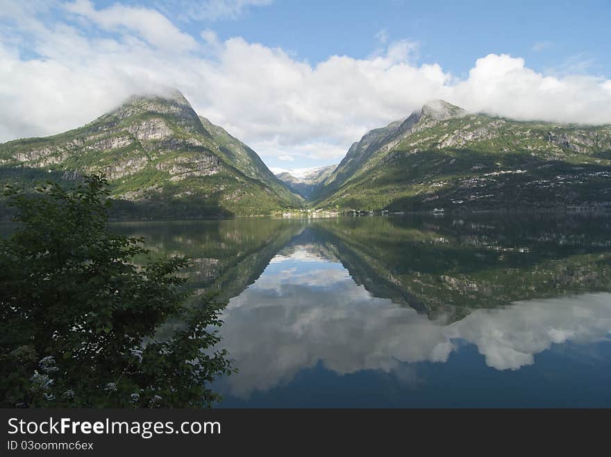 View over Sandevatnet, near Odda, Norway