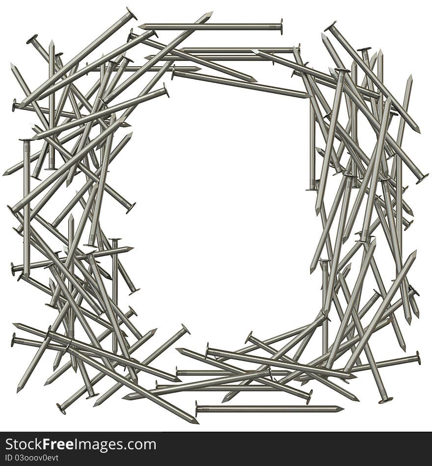 Frame made of steel nails