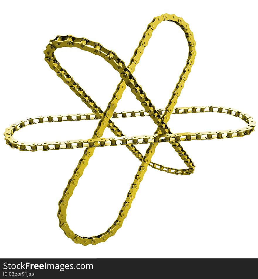 Gold chains like orbits the nucleus