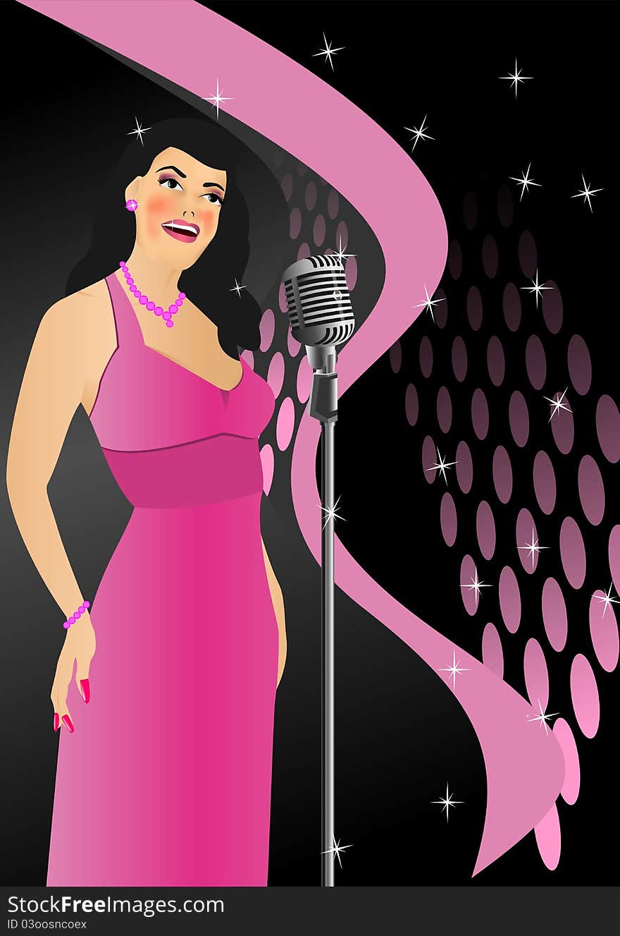 Singer in retro style, cdr vector