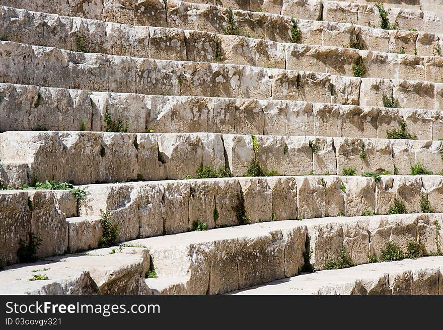 Ruined steps at an amphitheatre in Jordan