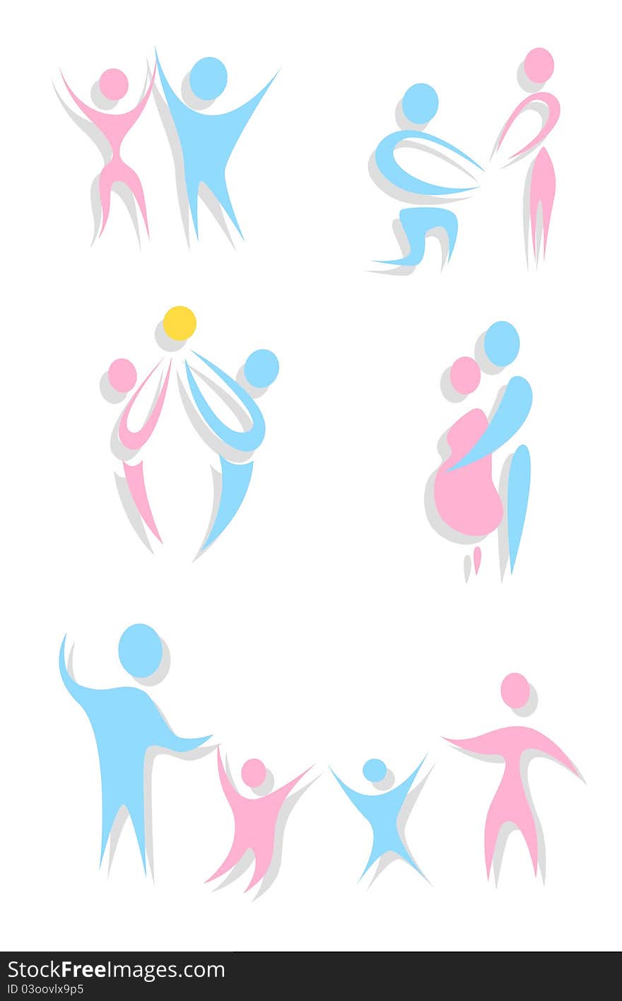 Set of icons of stylized man and woman