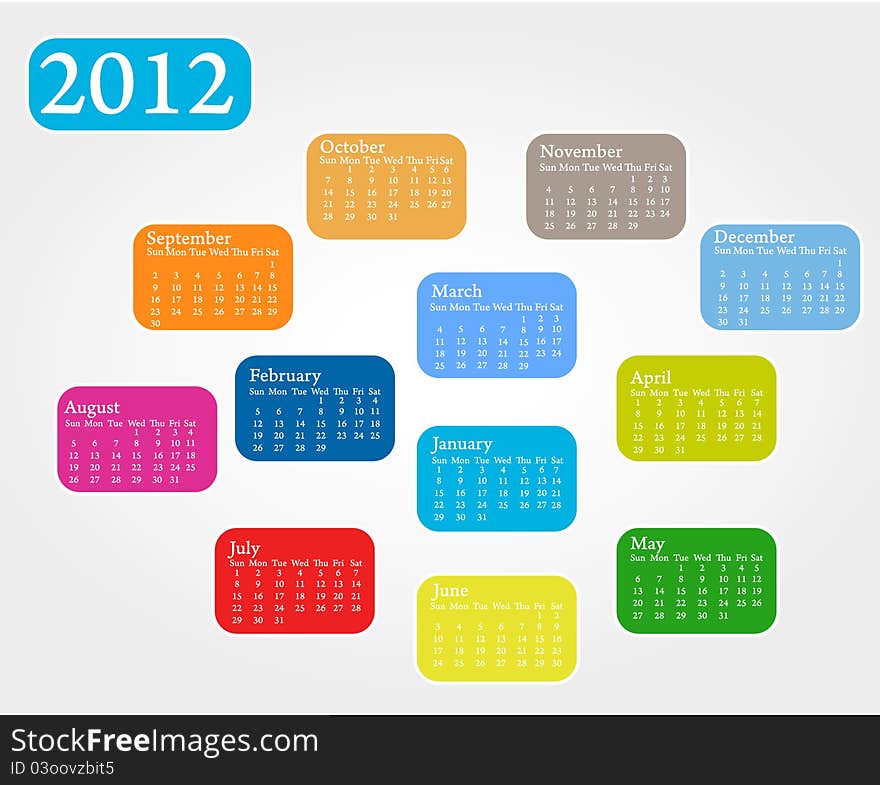 2012 Colored Calendar