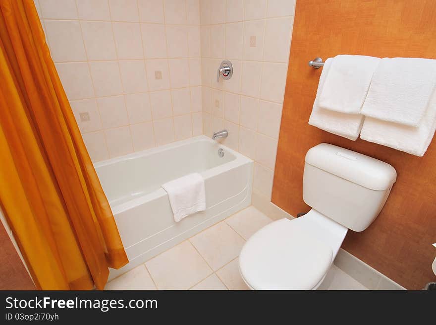 White toilet and bathtub