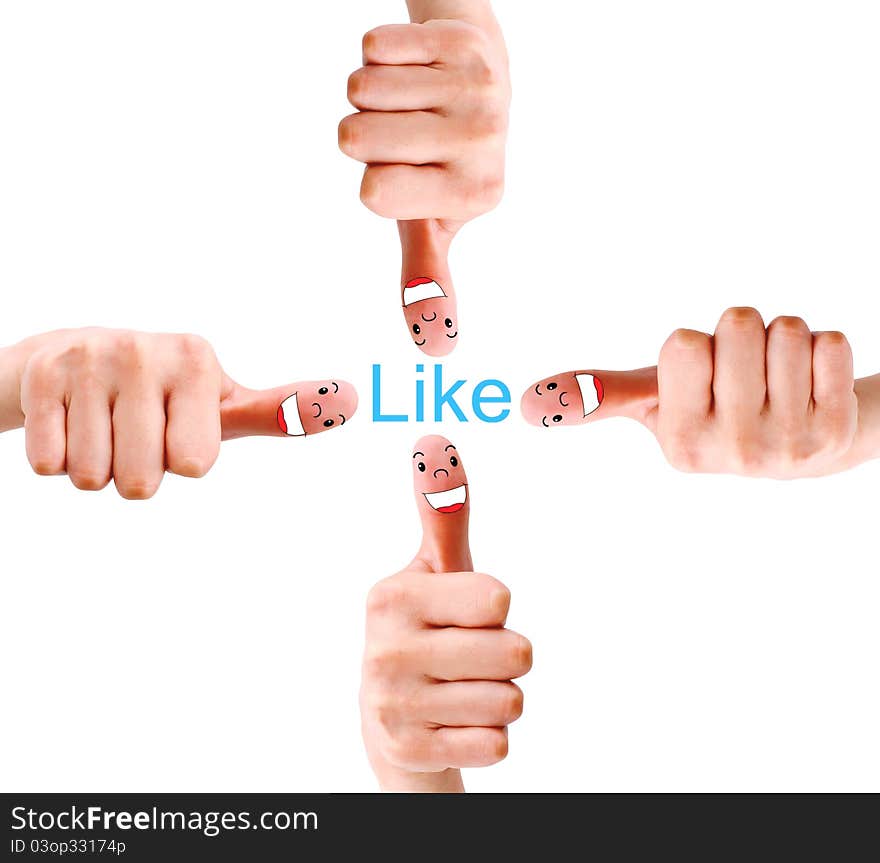 Hand pressing Social Network button on white. Hand pressing Social Network button on white