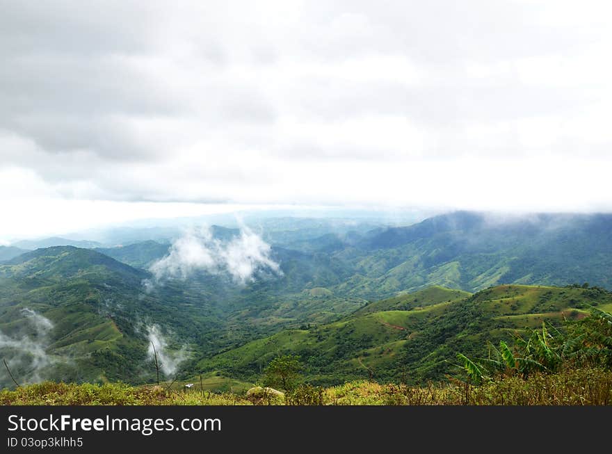 Peaceful landscape in high mountains