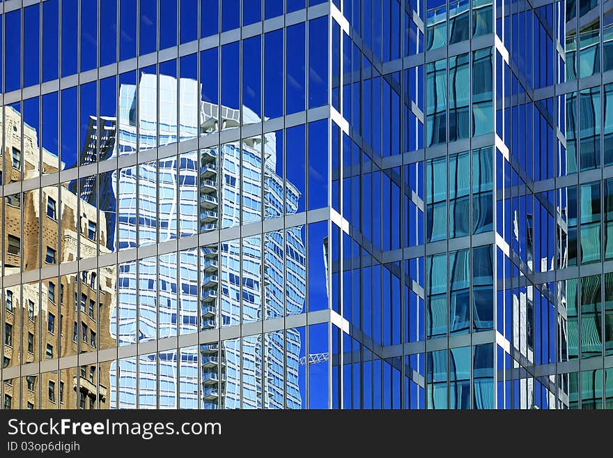 Reflections in windows of modern office buildings