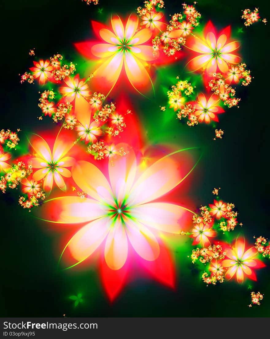 Abstract flowers on a dark background