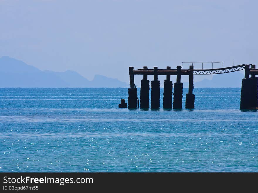 Samui island pier in blue sea