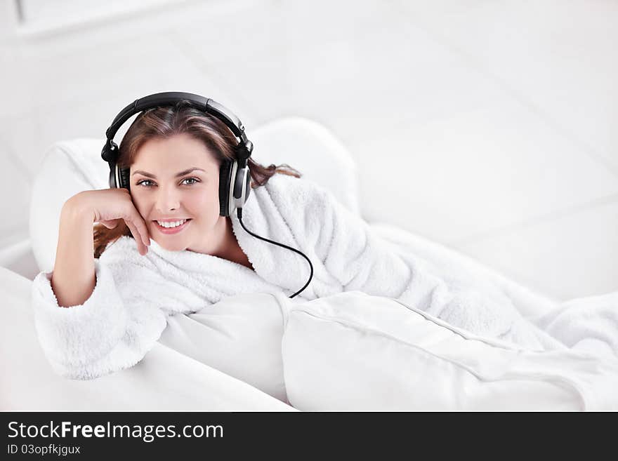 Young attractive girl with headphones. Young attractive girl with headphones