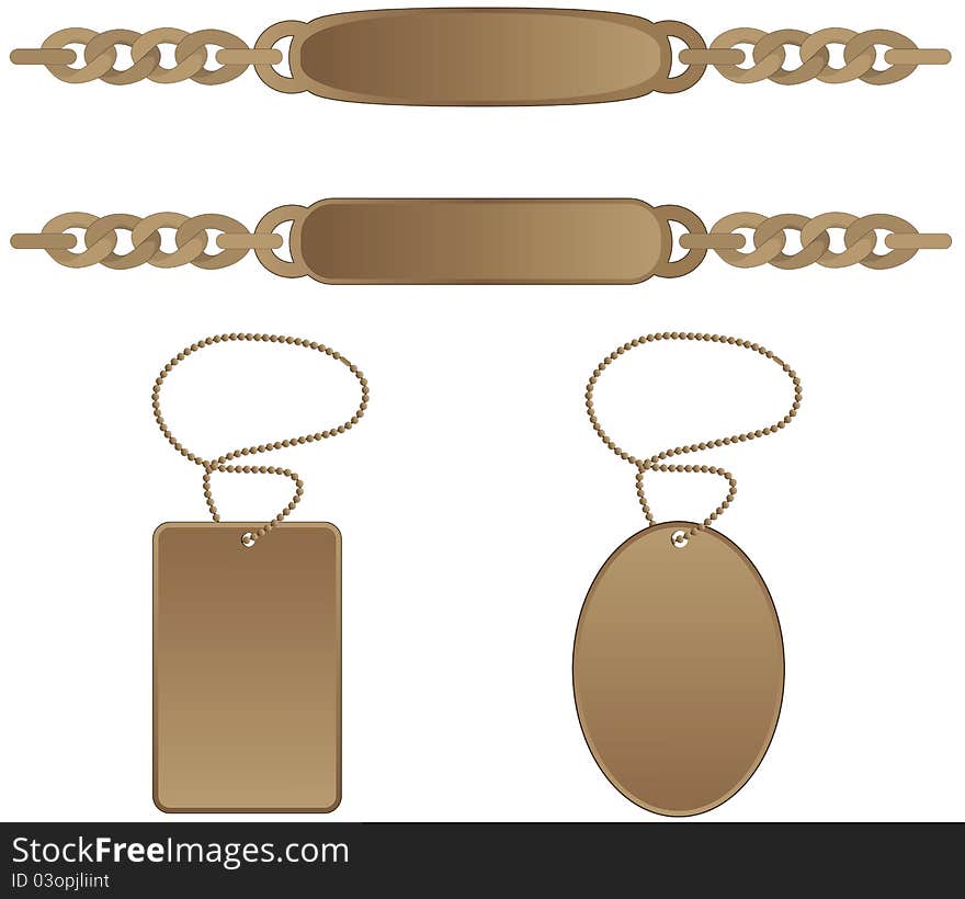 Illustration of identity tags and bracelets. Illustration of identity tags and bracelets