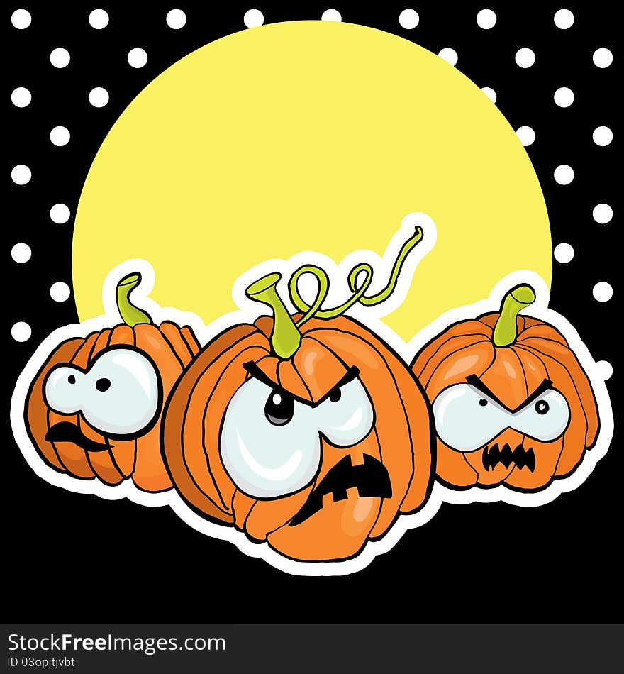 Funny cartoon Halloween pumpkins, vector