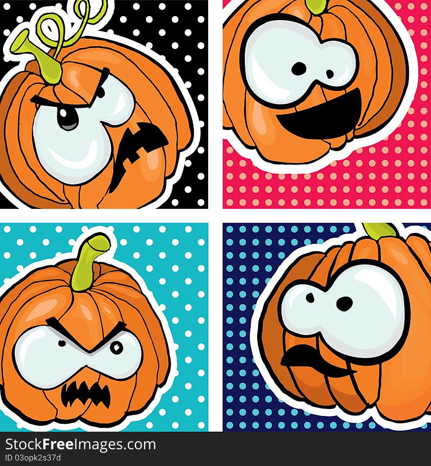 Funny vector Halloween pumpkins background. Funny vector Halloween pumpkins background