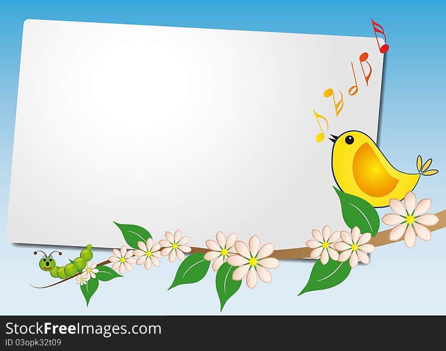 Illustration of sheet with bird song