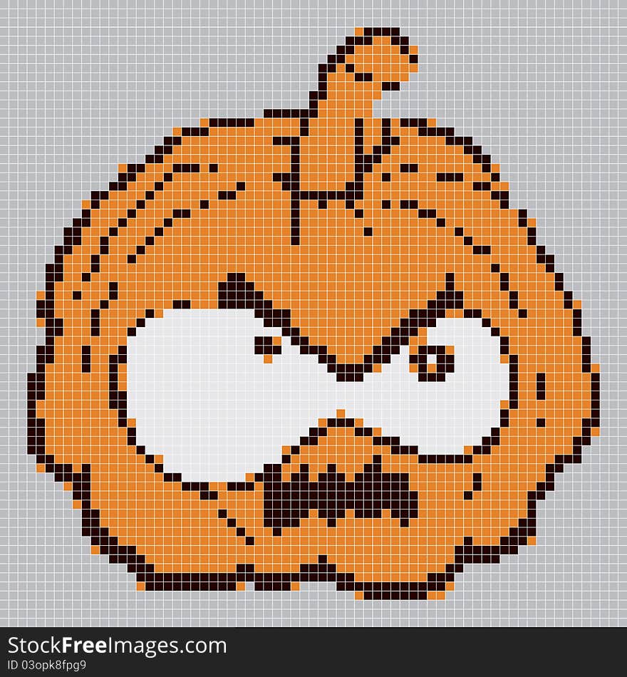 Vector Halloween pumpkin in pixel art style. Vector Halloween pumpkin in pixel art style