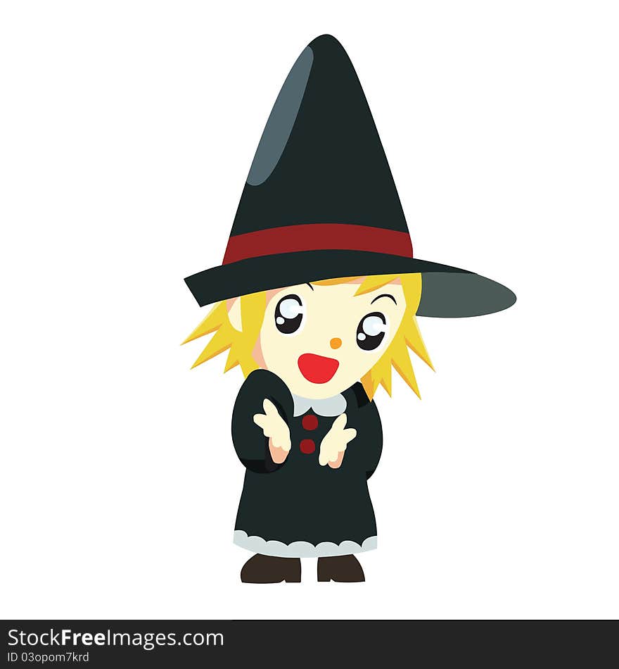 Illustration of halloween witch kid