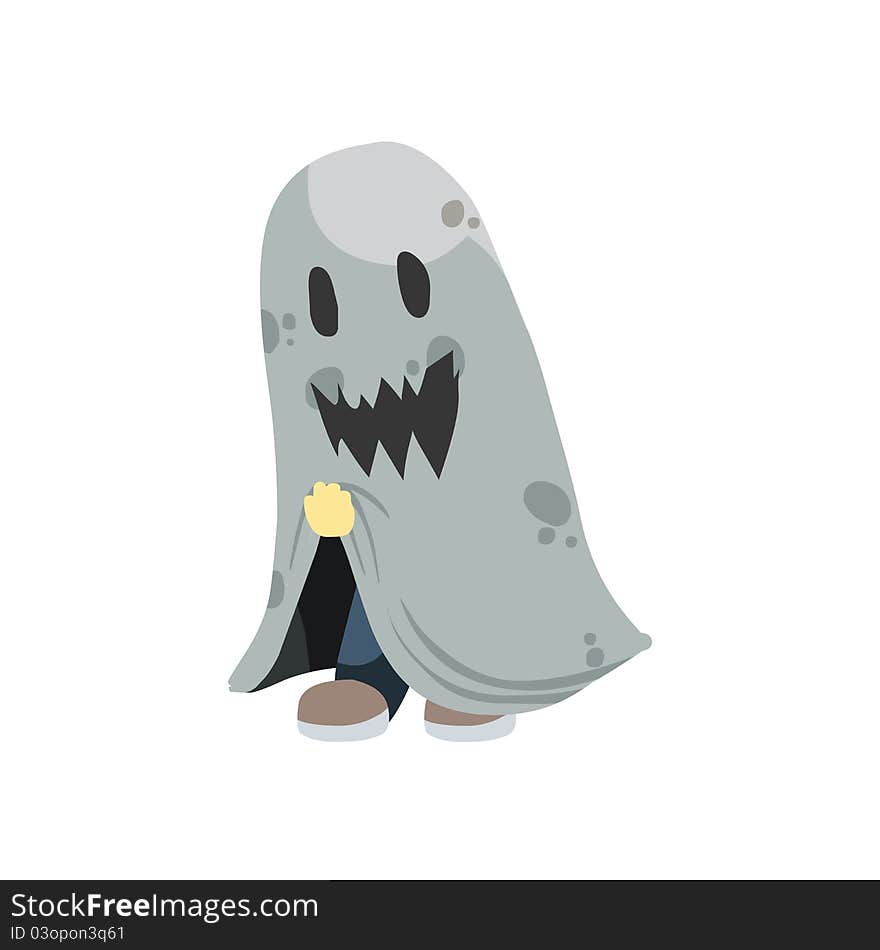 Illustration of halloween ghost kid