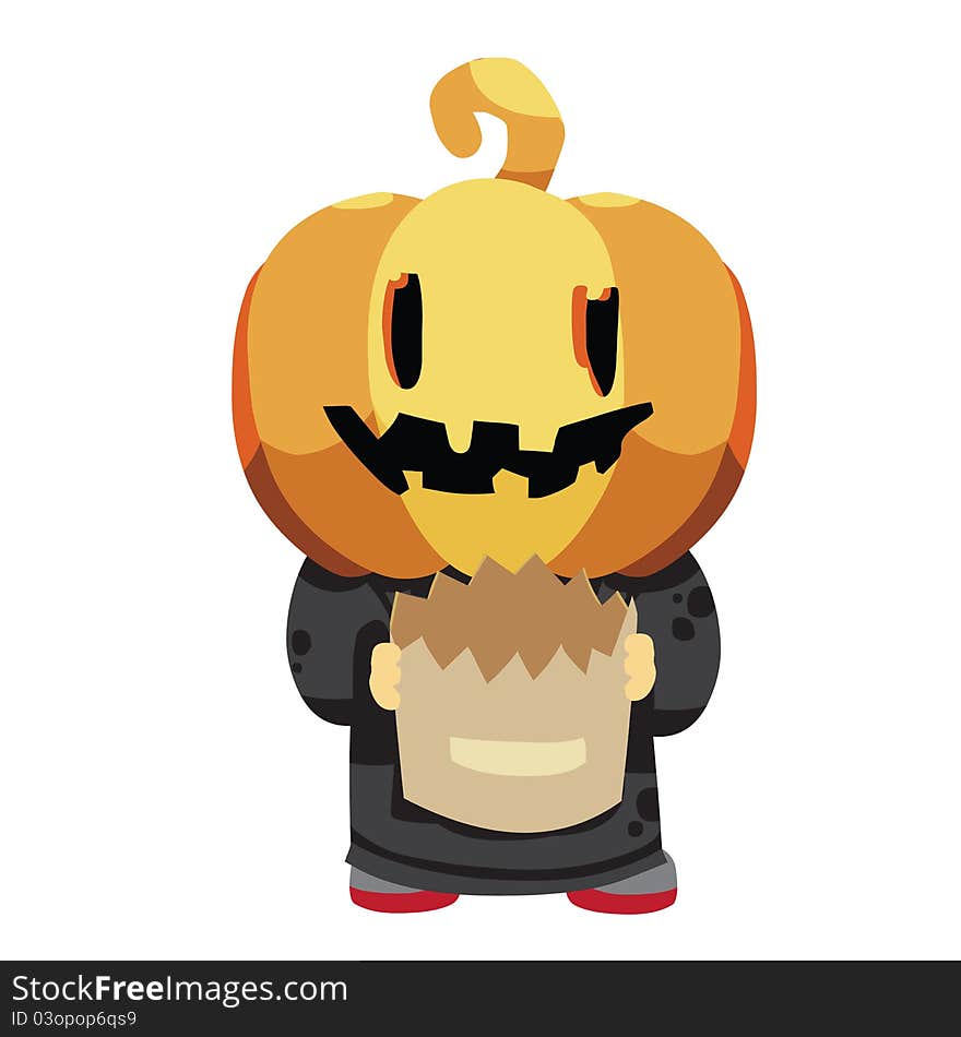 Illustration of halloween pumpkin kid