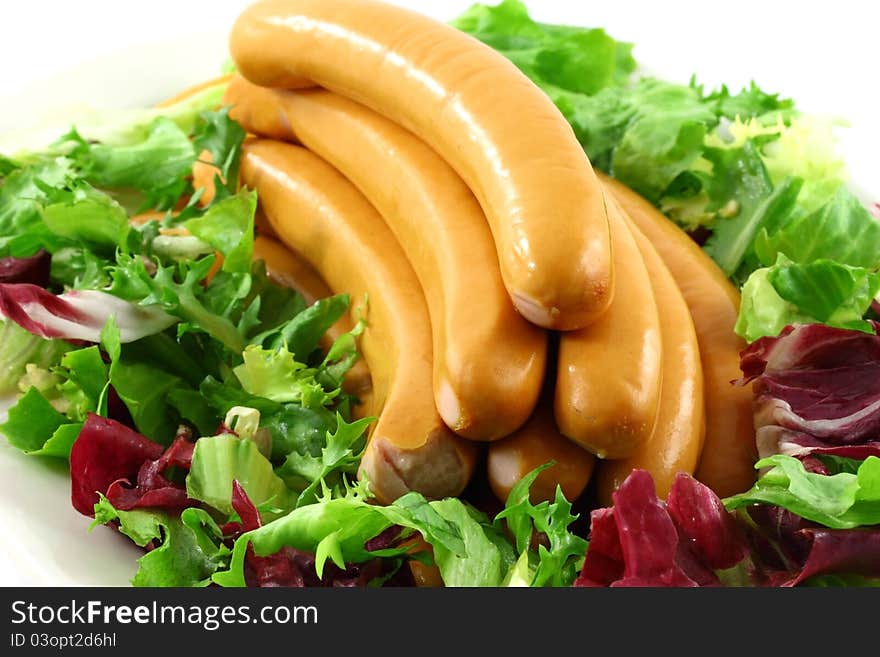 Fresh vegetable Salad healthy food on the white dish with a white background