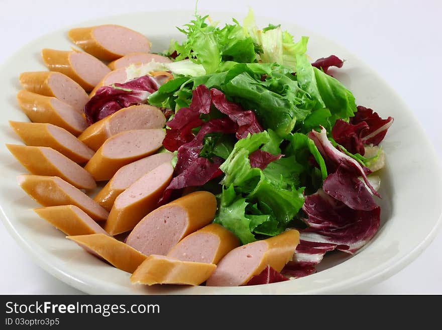 Fresh vegetable Salad healthy food on the white dish with a white background