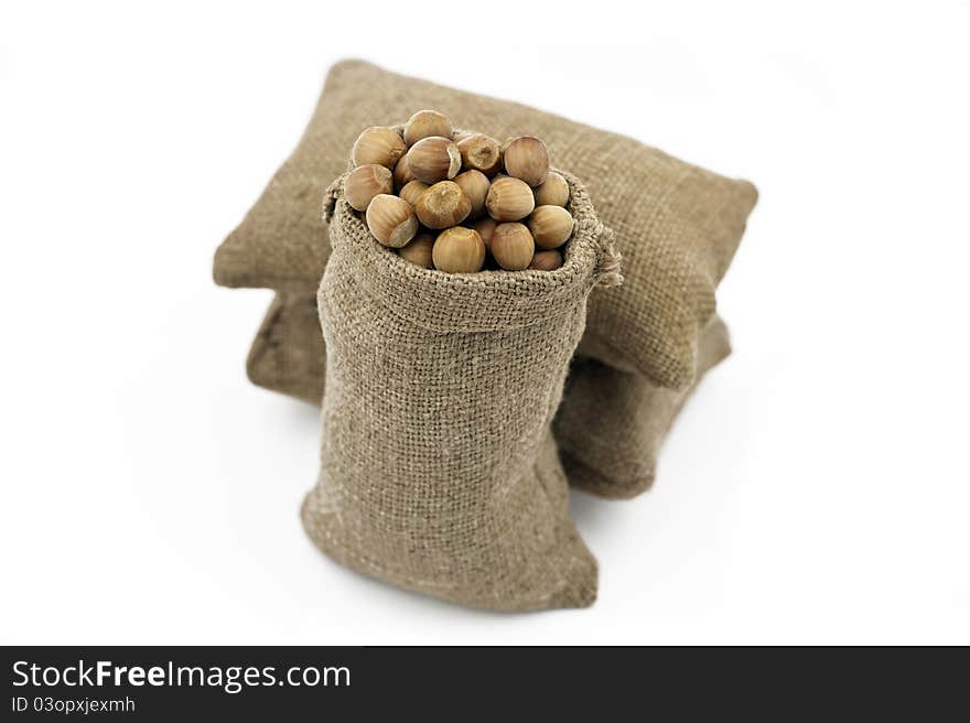 Hazelnuts in Sacks