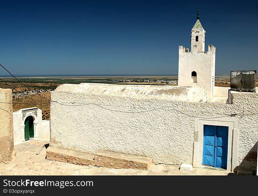 The old mosque in Berber village in Tunisia. The old mosque in Berber village in Tunisia