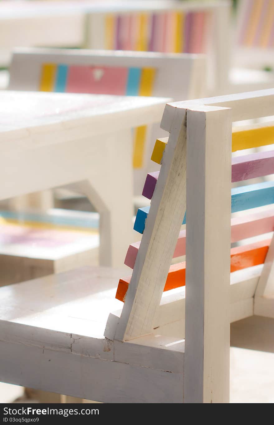 Colorful wood bench