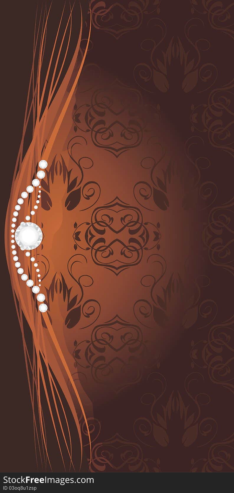 Shining strasses on the decorative brown background for design. Illustration