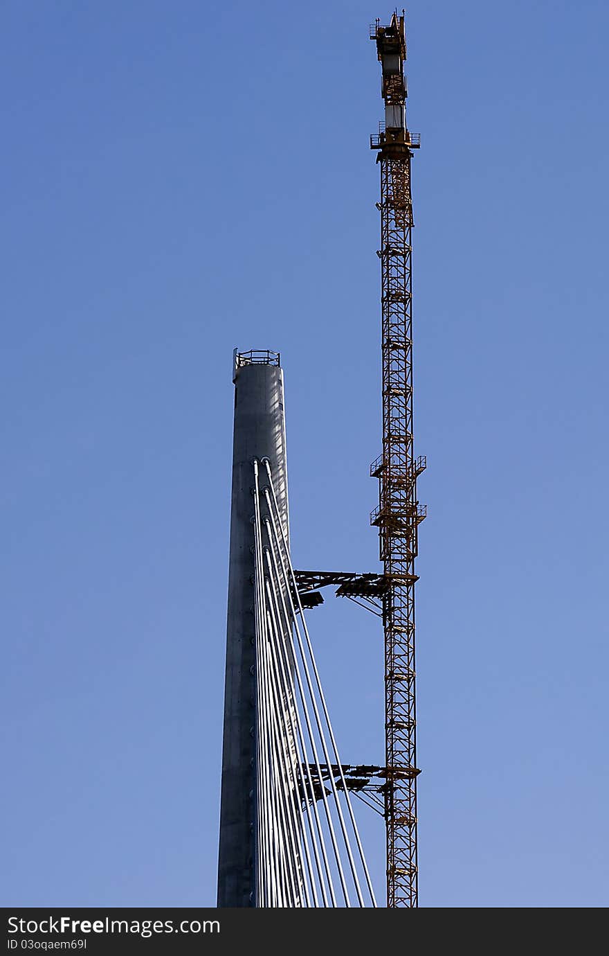 Pylon part of new Belgrade bridge construction. Pylon part of new Belgrade bridge construction