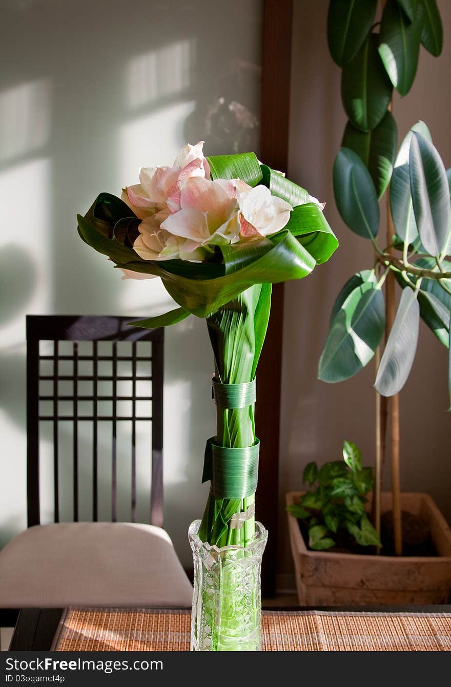 Bouquet of Amaryllis in interior