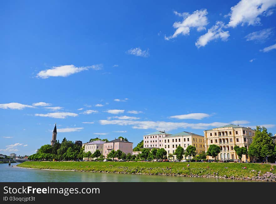 Buildings On The Banks Of Salzburg River