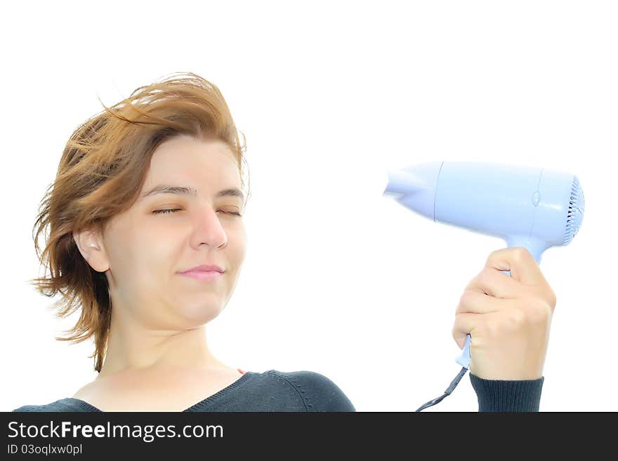 Woman Holding Hair Dryer