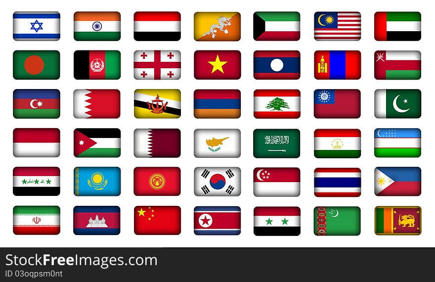 Flags Of Asia, Countries, Nations, Colours