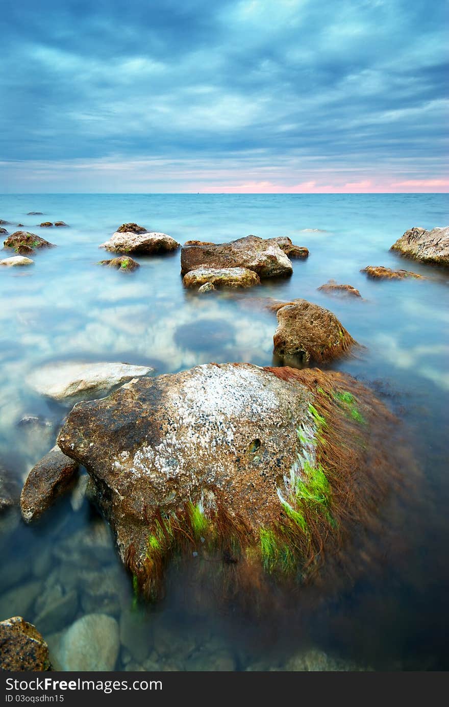 Storm on the sea. Composition of nature.