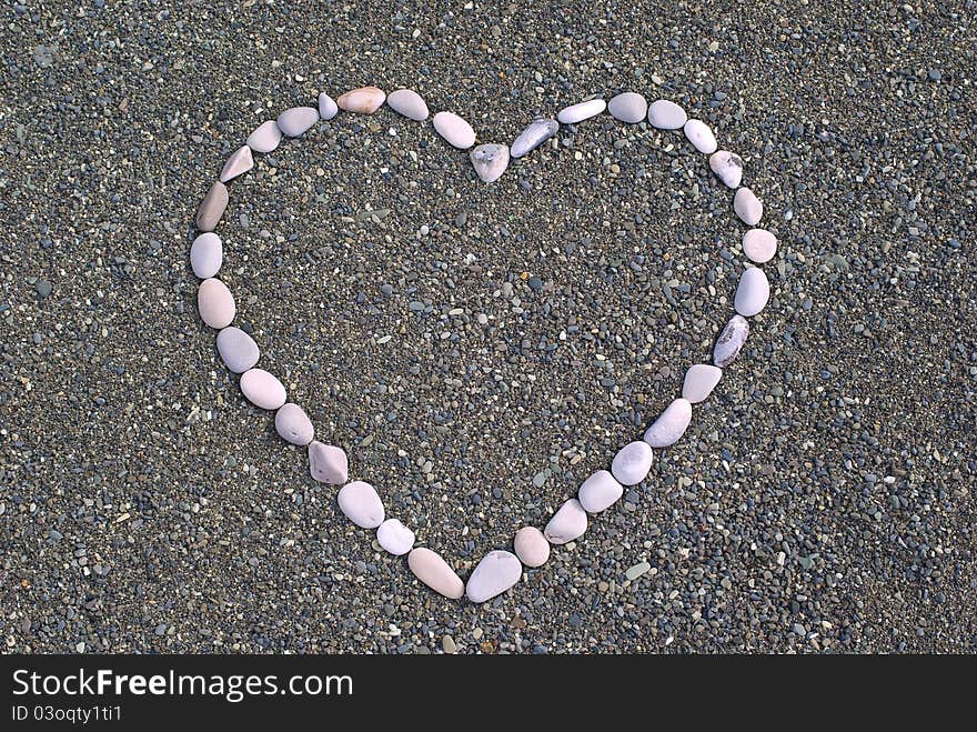 Heart from stones on the beach